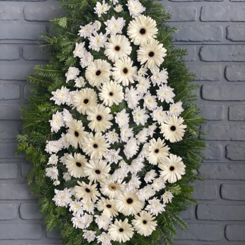 Coroana Funerara cu Crizanteme si Gerbere