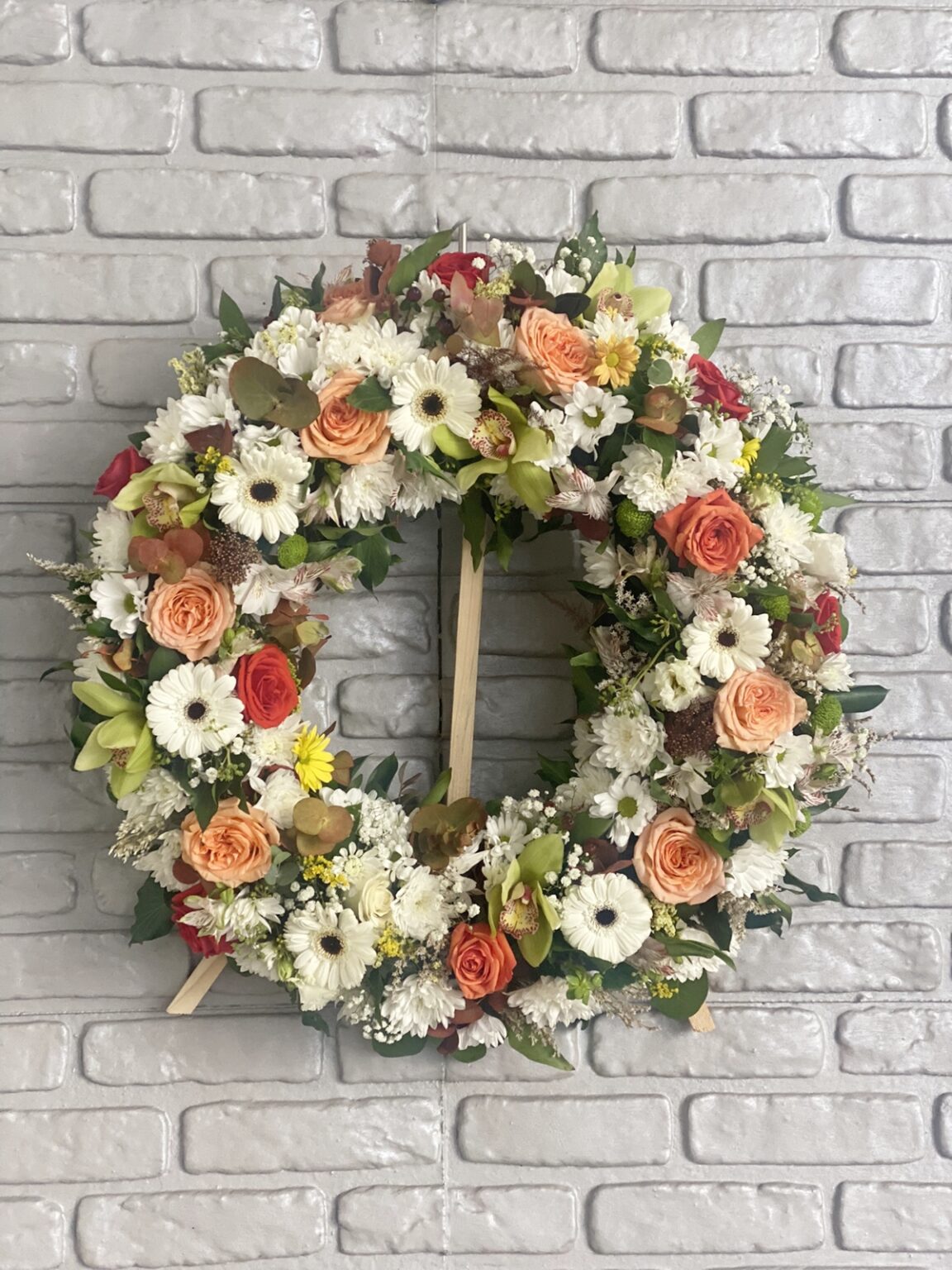 Coronita funerara cu flori multicolore
