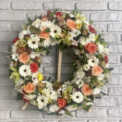 Coronita funerara cu flori multicolore