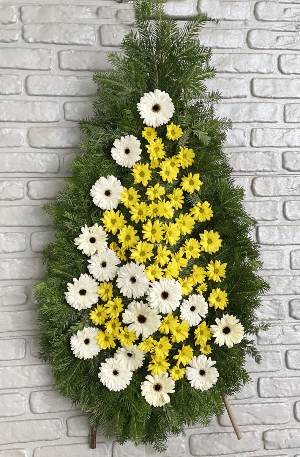 Coroana funerara cu gerbera si crizanteme
