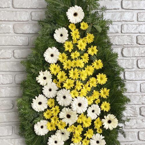 Coroana funerara cu gerbera si crizanteme