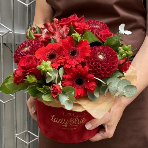 Flori rosii in cutie