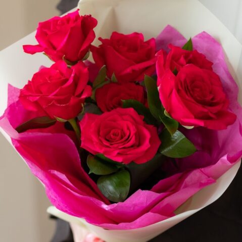 Buchet 7 trandafiri pink