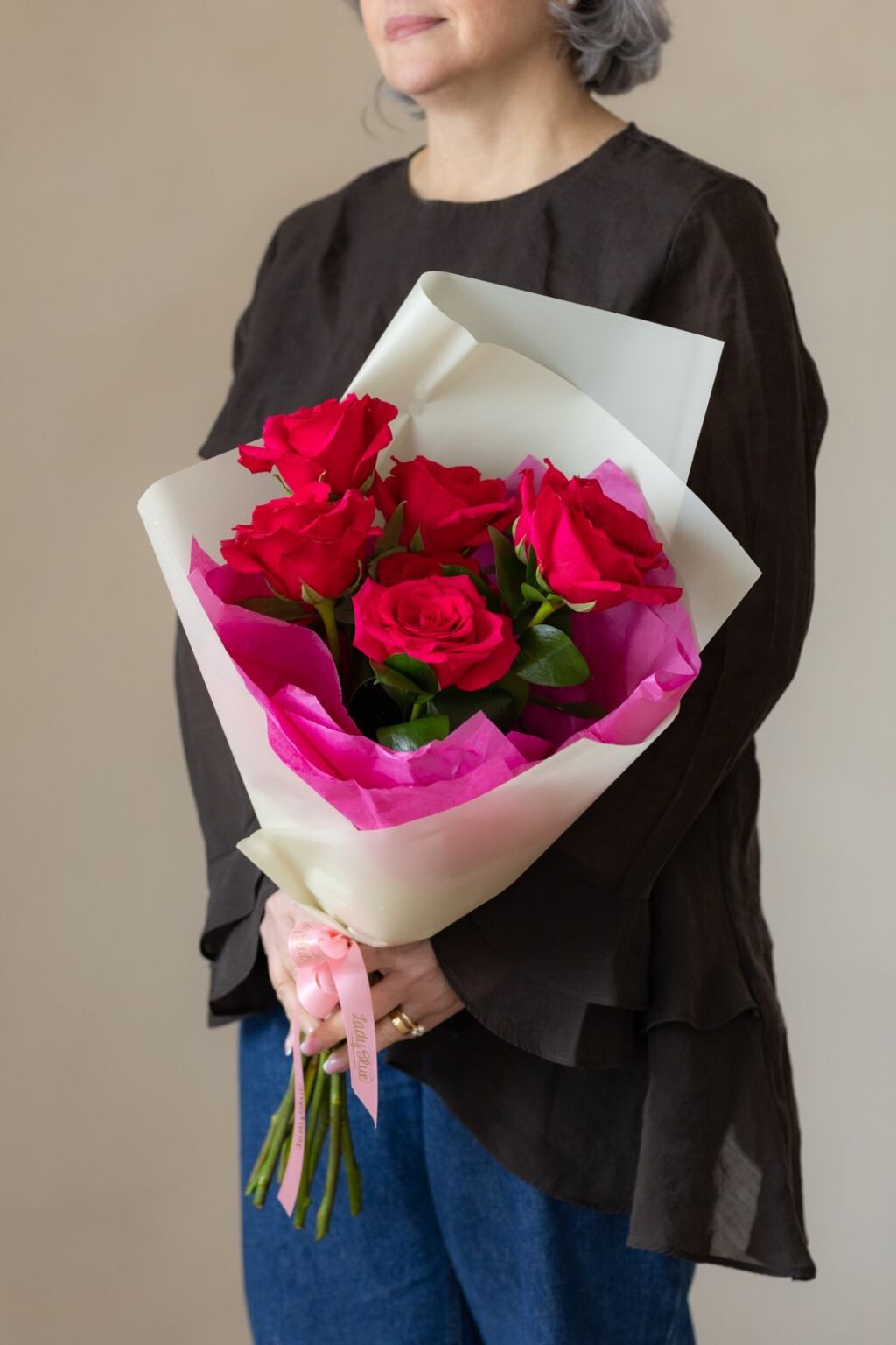 Buchet 7 trandafiri pink