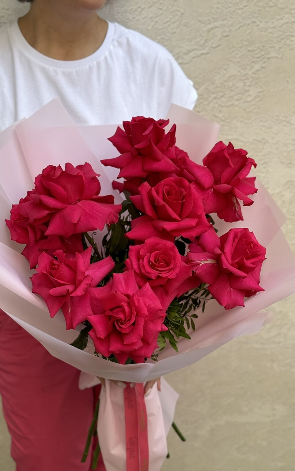 Buchet elegant 11 trandafiri pink